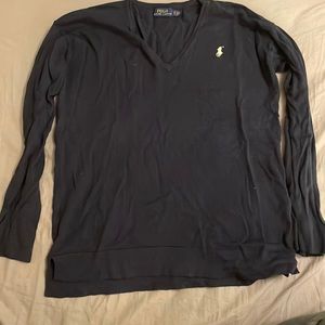 Navy Blue V-neck Polo Sweater